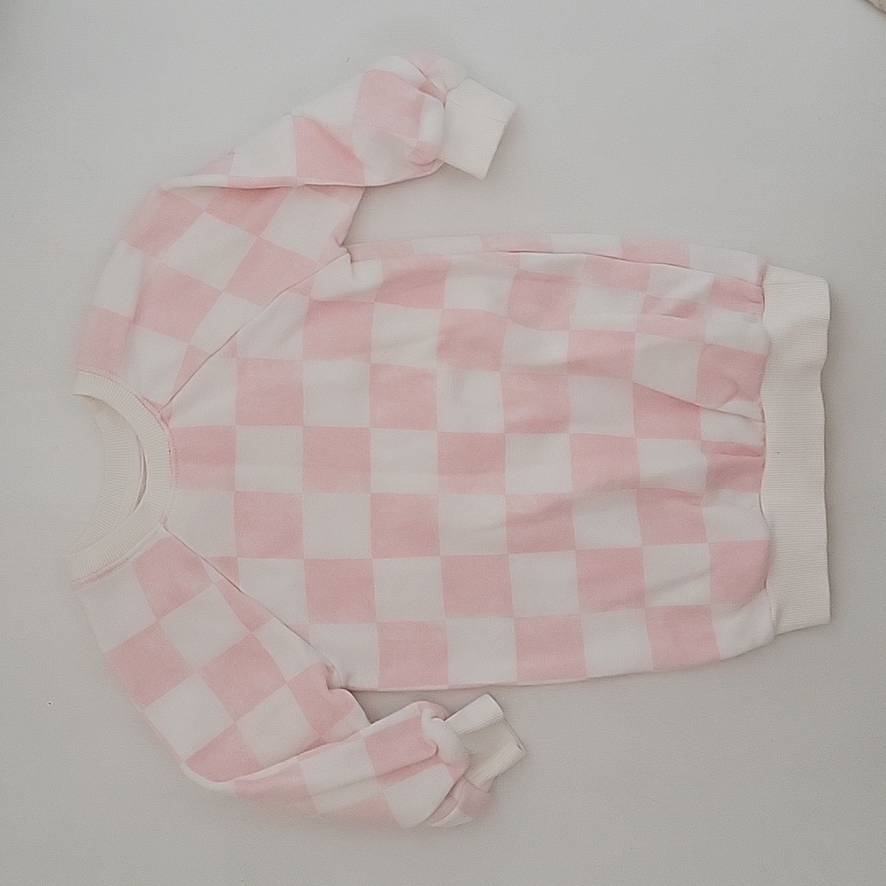 Grayson Mini Pink Gingham Sweater Dress, 3T